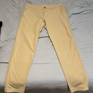 Lulu Lemon Slim Fit Commission Pant, Khaki, 34 Waist x 34 Length.